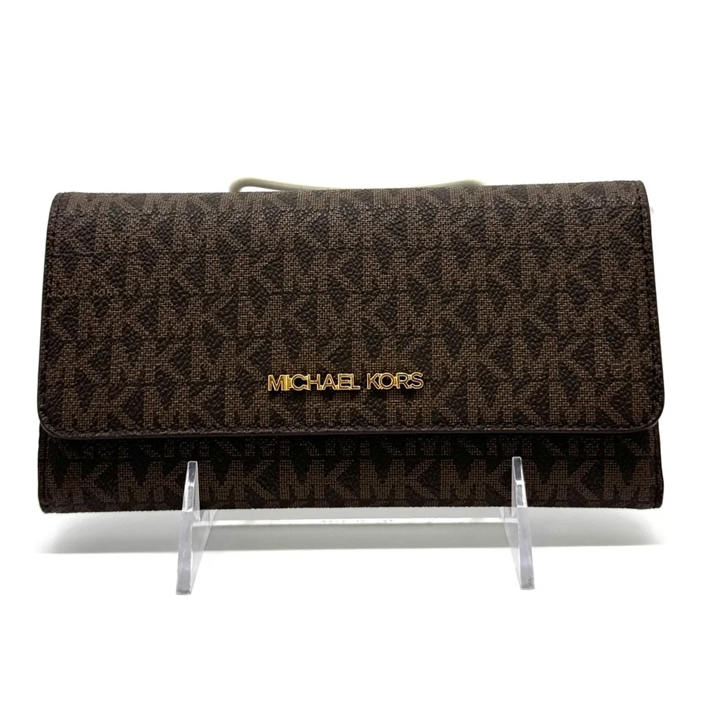 Michael Kors Large Trifold Wallet Brown Signature